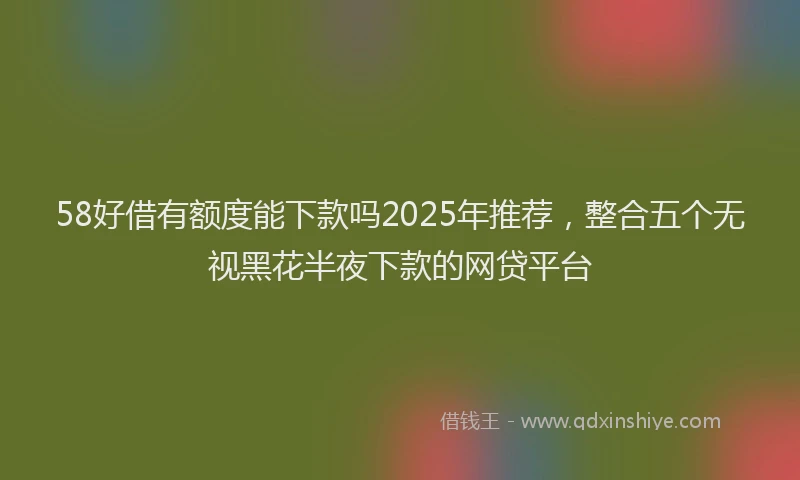 58好借有额度能下款吗2025年推荐，整合五个无视黑花半夜下款的网贷平台