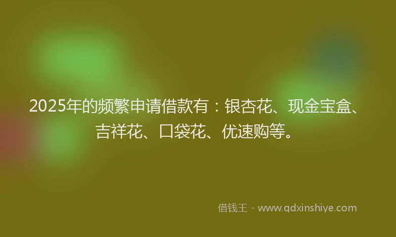 2025年的频繁申请借款有：银杏花、现金宝盒、吉祥花、口袋花、优速购等。