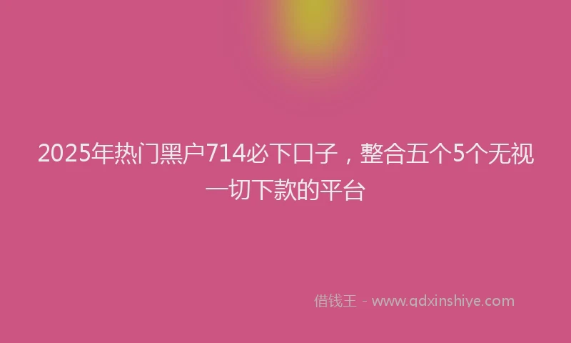 2025年热门黑户714必下口子，整合五个5个无视一切下款的平台
