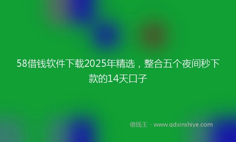 58借钱软件下载2025年精选，整合五个夜间秒下款的14天口子