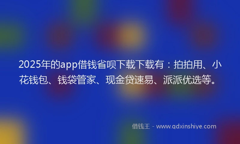 2025年的app借钱省呗下载下载有：拍拍用、小花钱包、钱袋管家、现金贷速易、派派优选等。