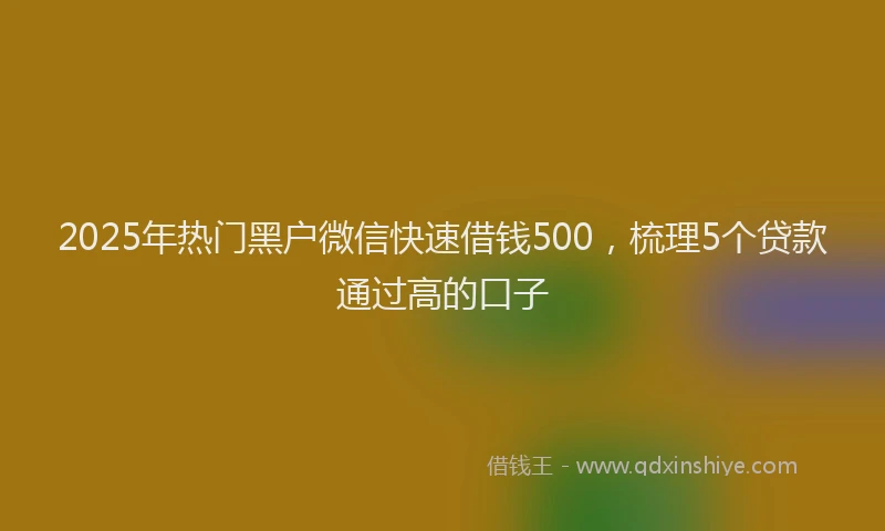 2025年热门黑户微信快速借钱500，梳理5个贷款通过高的口子