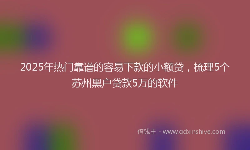 2025年热门靠谱的容易下款的小额贷，梳理5个苏州黑户贷款5万的软件