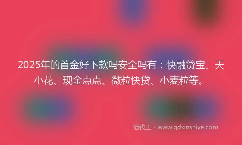 2025年的首金好下款吗安全吗有:快融贷宝、天小花、现金点点、微粒快贷、小麦粒等。