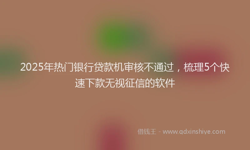 2025年热门银行贷款机审核不通过，梳理5个快速下款无视征信的软件