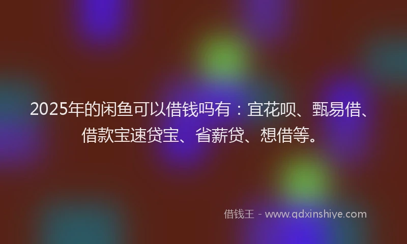 2025年的闲鱼可以借钱吗有：宜花呗、甄易借、借款宝速贷宝、省薪贷、想借等。