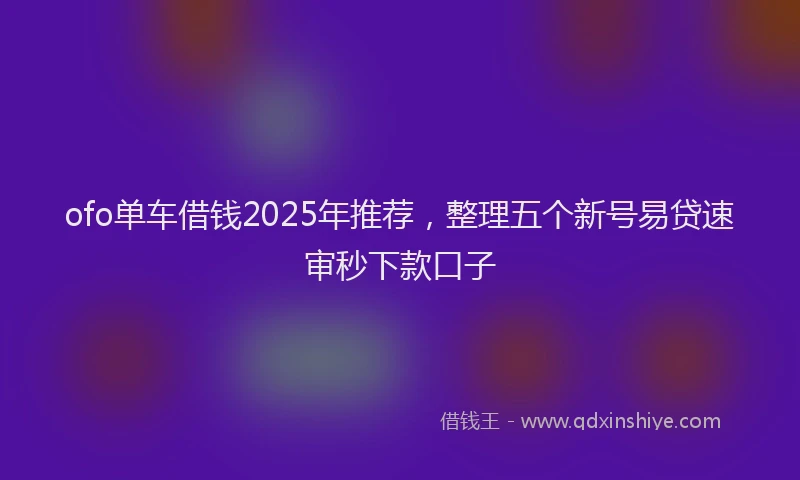 ofo单车借钱2025年推荐，整理五个新号易贷速审秒下款口子