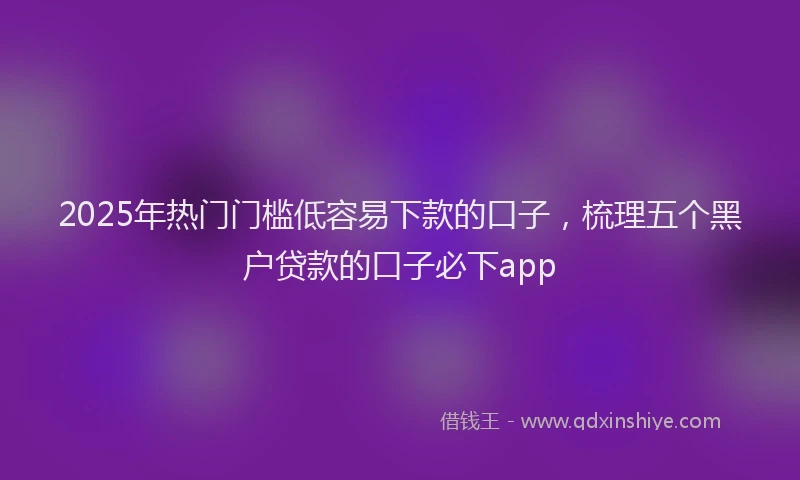 2025年热门门槛低容易下款的口子，梳理五个黑户贷款的口子必下app