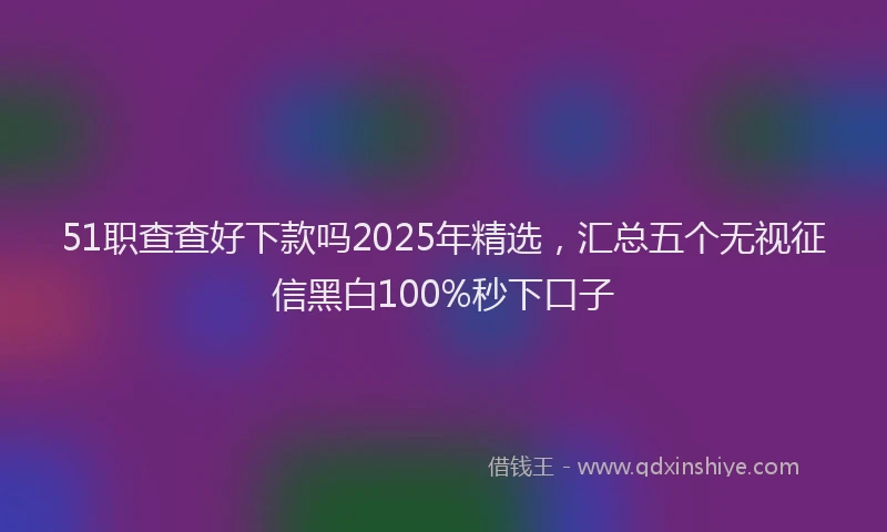 51职查查好下款吗2025年精选，汇总五个无视征信黑白100%秒下口子