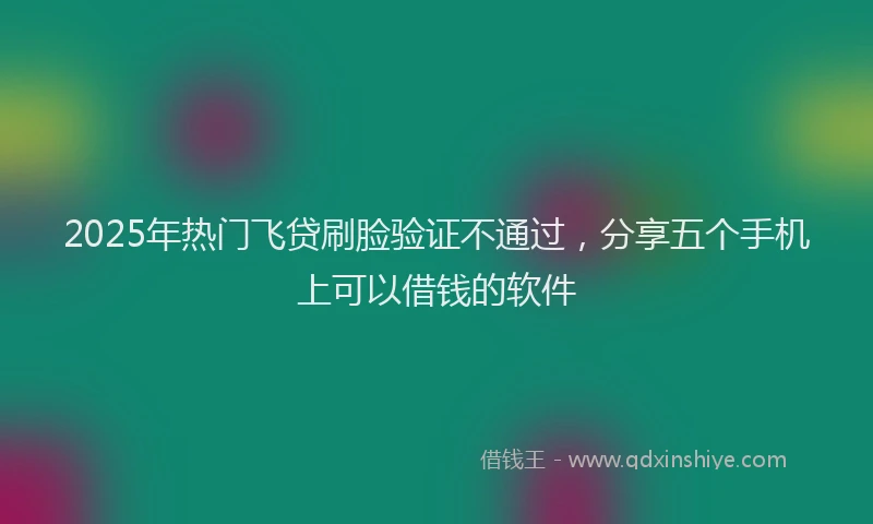 2025年热门飞贷刷脸验证不通过，分享五个手机上可以借钱的软件