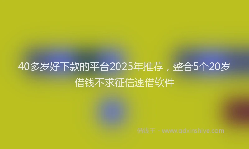 40多岁好下款的平台2025年推荐，整合5个20岁借钱不求征信速借软件