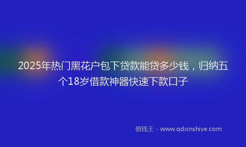 2025年热门黑花户包下贷款能贷多少钱,归纳五个18岁借款神器快速下款口子