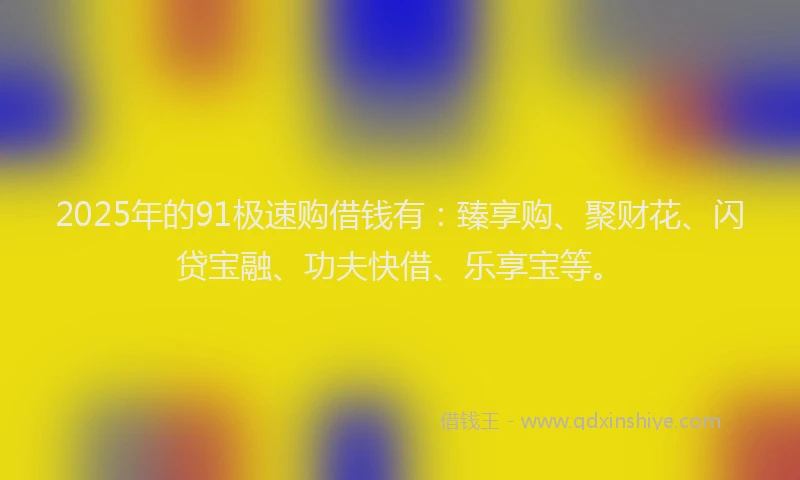 2025年的91极速购借钱有：臻享购、聚财花、闪贷宝融、功夫快借、乐享宝等。