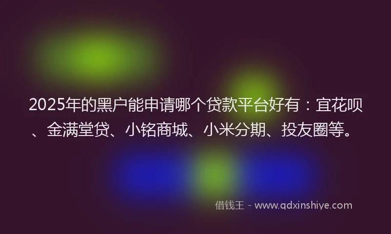 2025年的黑户能申请哪个贷款平台好有：宜花呗、金满堂贷、小铭商城、小米分期、投友圈等。