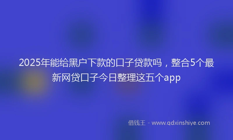 2025年能给黑户下款的口子贷款吗，整合5个最新网贷口子今日整理这五个app