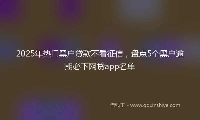 2025年热门黑户贷款不看征信，盘点5个黑户逾期必下网贷app名单