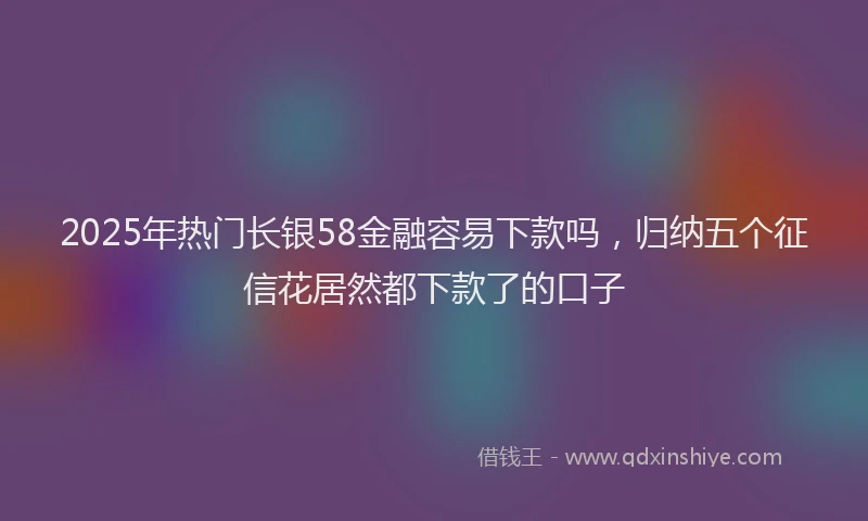 2025年热门长银58金融容易下款吗，归纳五个征信花居然都下款了的口子