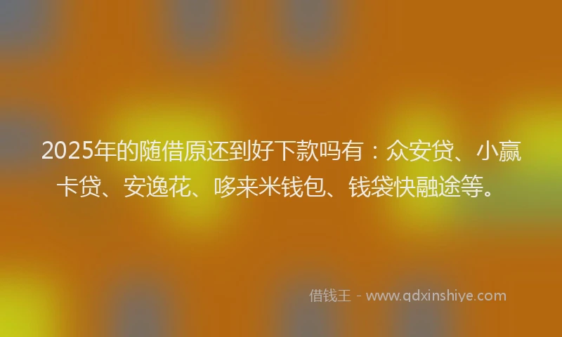 2025年的随借原还到好下款吗有：众安贷、小赢卡贷、安逸花、哆来米钱包、钱袋快融途等。