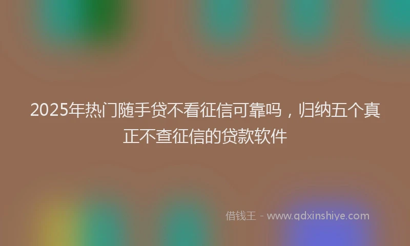 2025年热门随手贷不看征信可靠吗，归纳五个真正不查征信的贷款软件