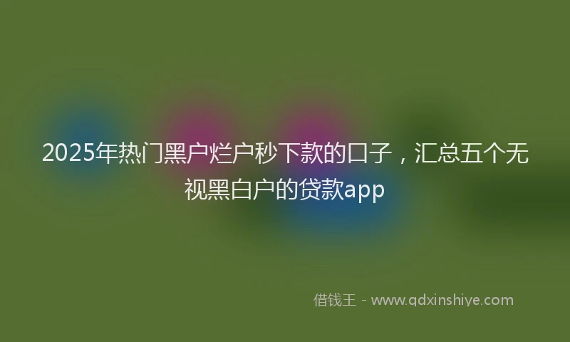 2025年热门黑户烂户秒下款的口子,汇总五个无视黑白户的贷款app