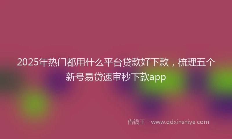 2025年热门都用什么平台贷款好下款，梳理五个新号易贷速审秒下款app