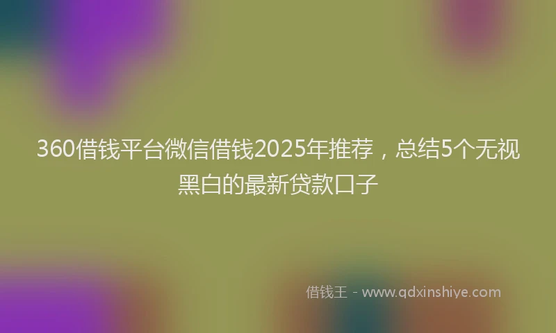 360借钱平台微信借钱2025年推荐，总结5个无视黑白的最新贷款口子