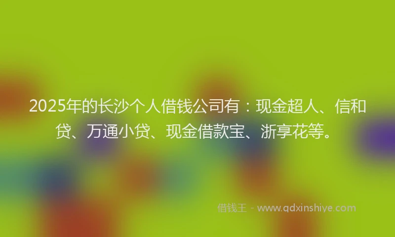 2025年的长沙个人借钱公司有：现金超人、信和贷、万通小贷、现金借款宝、浙享花等。