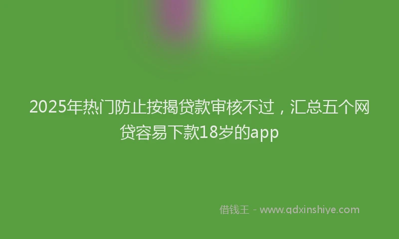 2025年热门防止按揭贷款审核不过，汇总五个网贷容易下款18岁的app