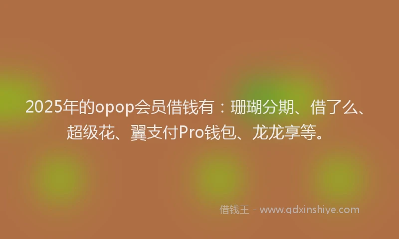 2025年的opop会员借钱有：珊瑚分期、借了么、超级花、翼支付Pro钱包、龙龙享等。