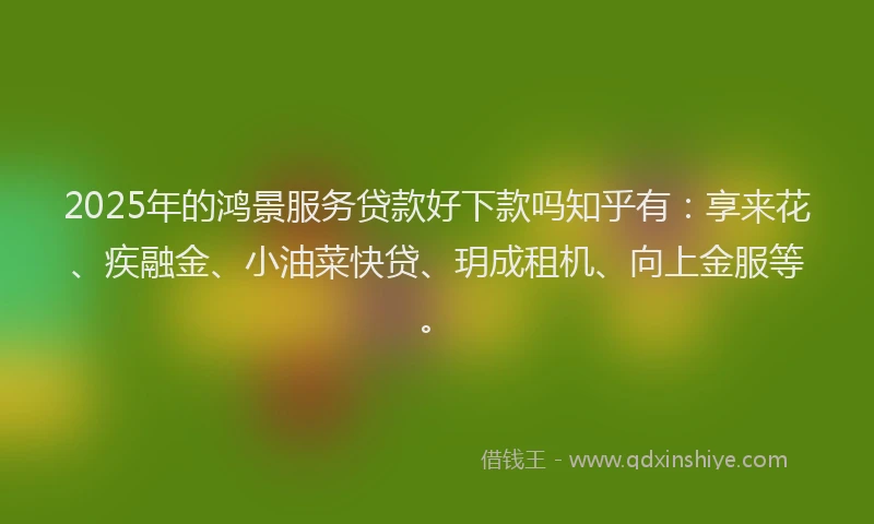 2025年的鸿景服务贷款好下款吗知乎有：享来花、疾融金、小油菜快贷、玥成租机、向上金服等。