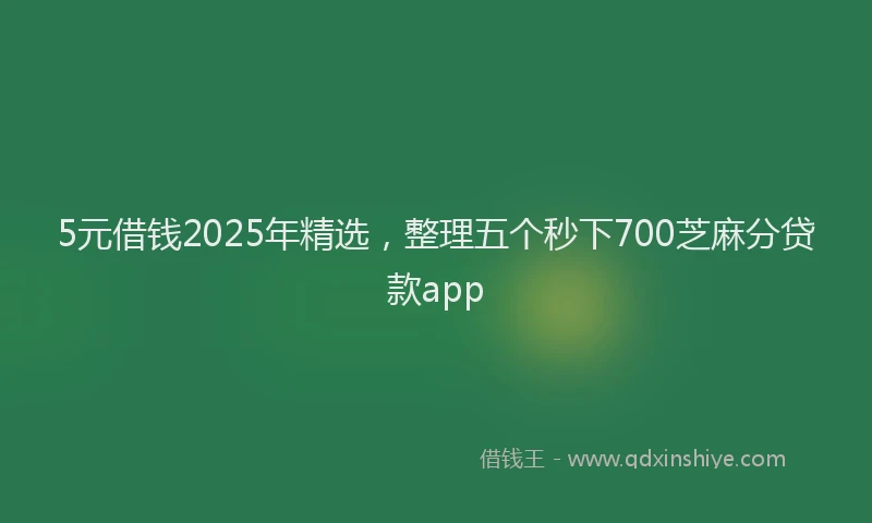 5元借钱2025年精选，整理五个秒下700芝麻分贷款app