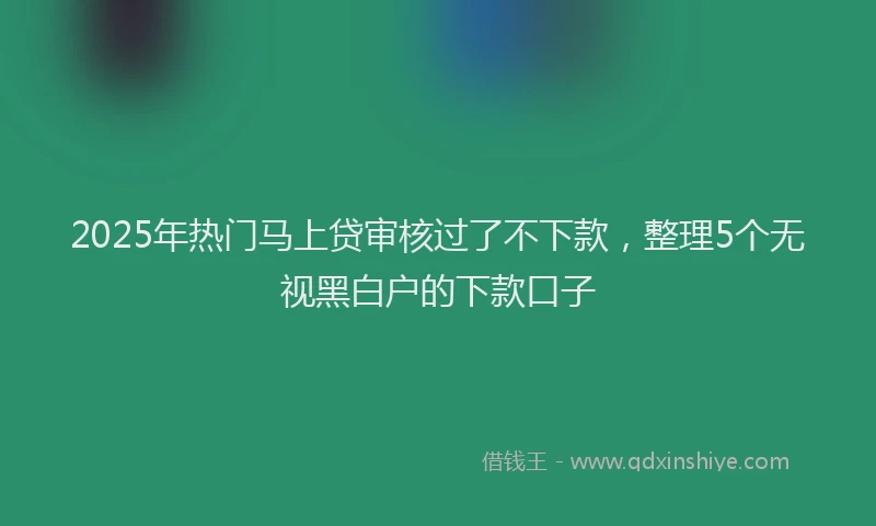 2025年热门马上贷审核过了不下款，整理5个无视黑白户的下款口子