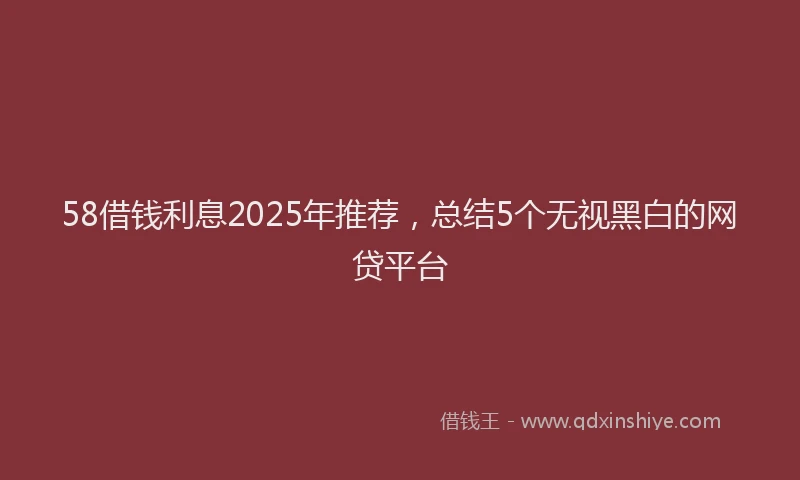 58借钱利息2025年推荐，总结5个无视黑白的网贷平台