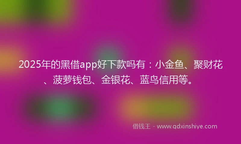 2025年的黑借app好下款吗有：小金鱼、聚财花、菠萝钱包、金银花、蓝鸟信用等。