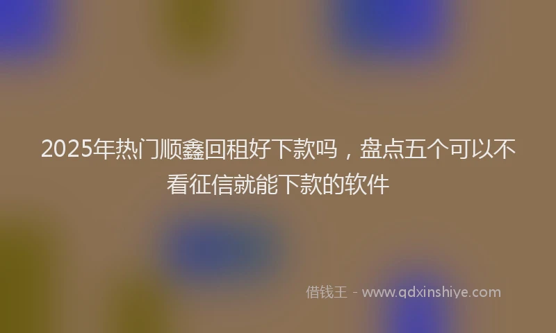 2025年热门顺鑫回租好下款吗，盘点五个可以不看征信就能下款的软件