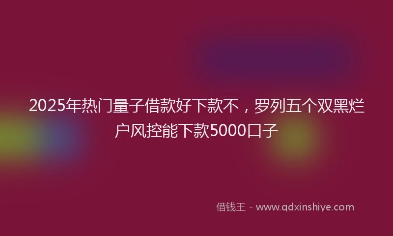 2025年热门量子借款好下款不，罗列五个双黑烂户风控能下款5000口子