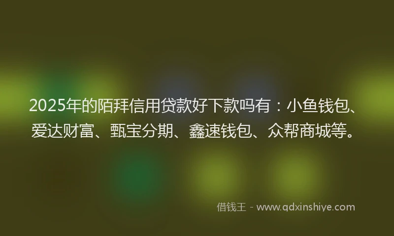 2025年的陌拜信用贷款好下款吗有:小鱼钱包、爱达财富、甄宝分期、鑫速钱包、众帮商城等。