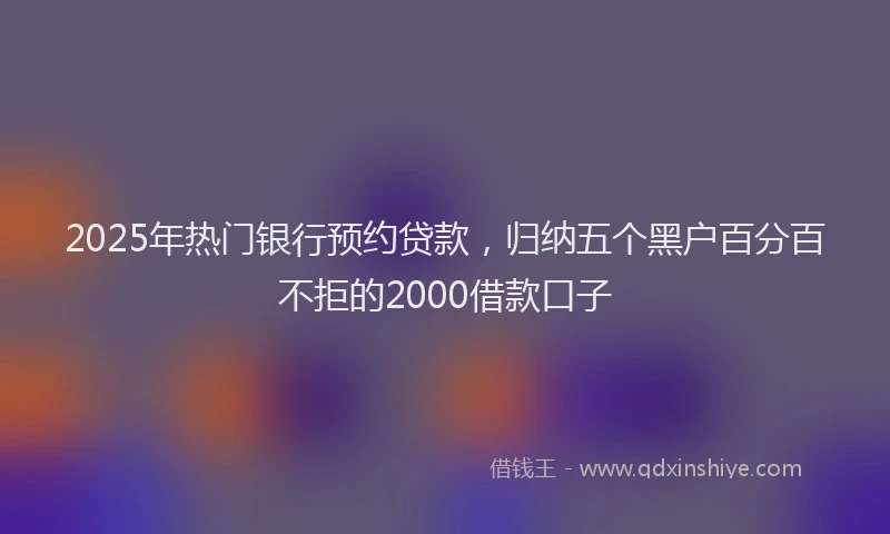2025年热门银行预约贷款，归纳五个黑户百分百不拒的2000借款口子