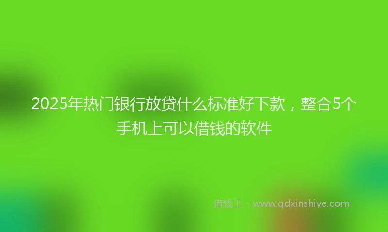 2025年热门银行放贷什么标准好下款，整合5个手机上可以借钱的软件