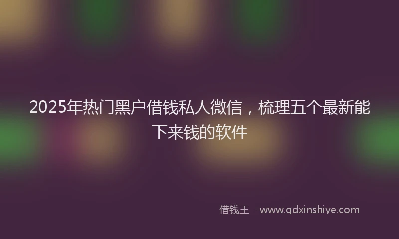 2025年热门黑户借钱私人微信，梳理五个最新能下来钱的软件