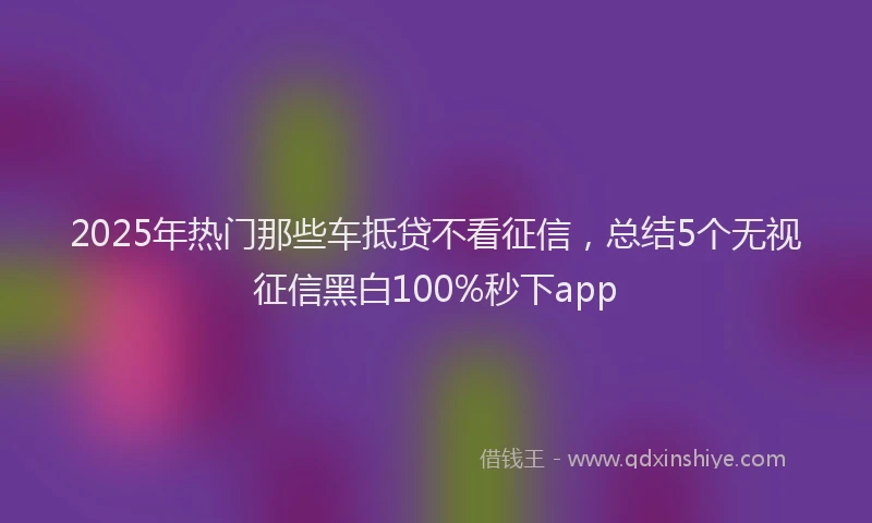 2025年热门那些车抵贷不看征信，总结5个无视征信黑白100%秒下app
