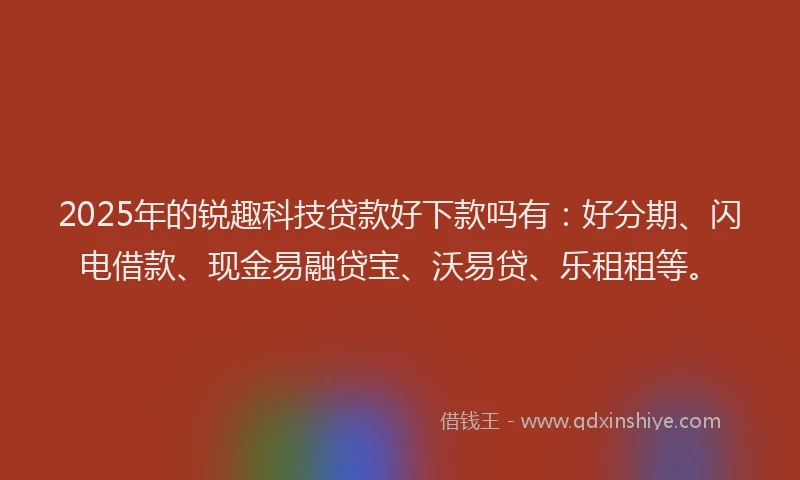 2025年的锐趣科技贷款好下款吗有：好分期、闪电借款、现金易融贷宝、沃易贷、乐租租等。