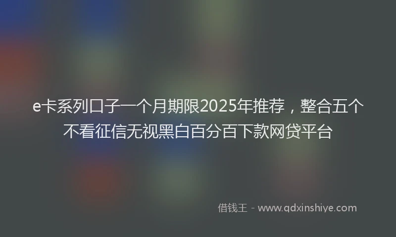 e卡系列口子一个月期限2025年推荐，整合五个不看征信无视黑白百分百下款网贷平台
