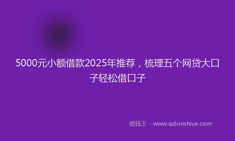 5000元小额借款2025年推荐，梳理五个网贷大口子轻松借口子