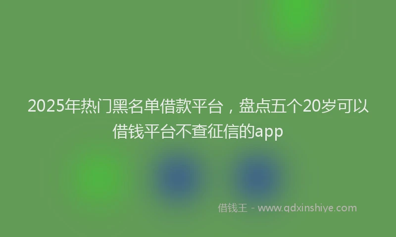 2025年热门黑名单借款平台，盘点五个20岁可以借钱平台不查征信的app