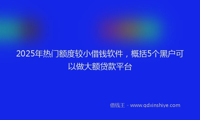 2025年热门额度较小借钱软件，概括5个黑户可以做大额贷款平台
