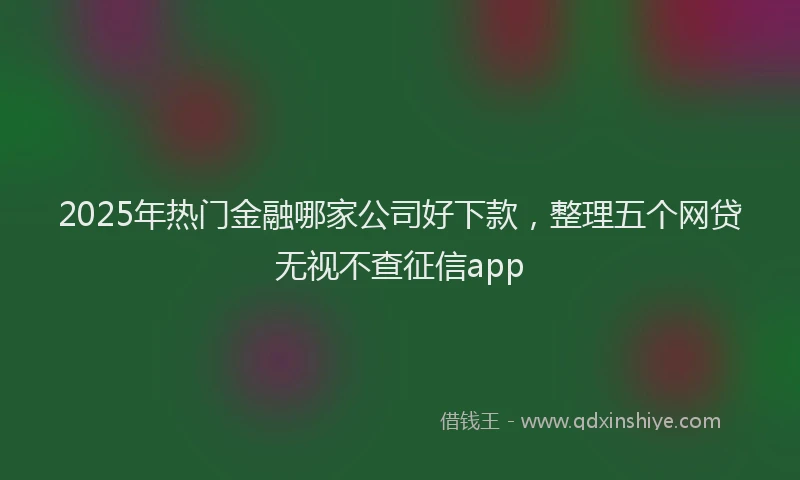 2025年热门金融哪家公司好下款，整理五个网贷无视不查征信app