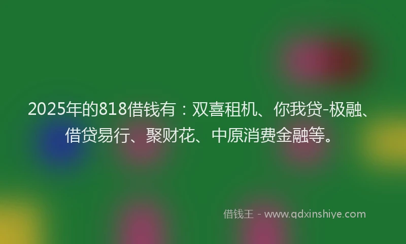 2025年的818借钱有：双喜租机、你我贷-极融、借贷易行、聚财花、中原消费金融等。