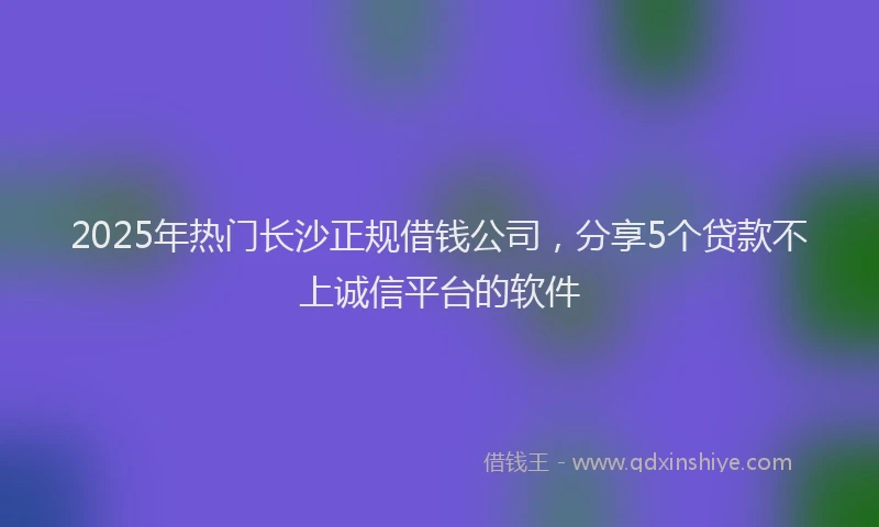 2025年热门长沙正规借钱公司，分享5个贷款不上诚信平台的软件