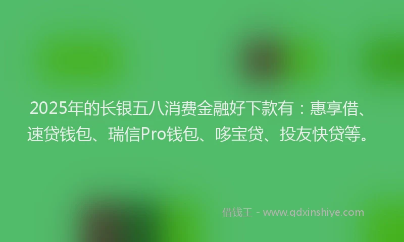 2025年的长银五八消费金融好下款有：惠享借、速贷钱包、瑞信Pro钱包、哆宝贷、投友快贷等。